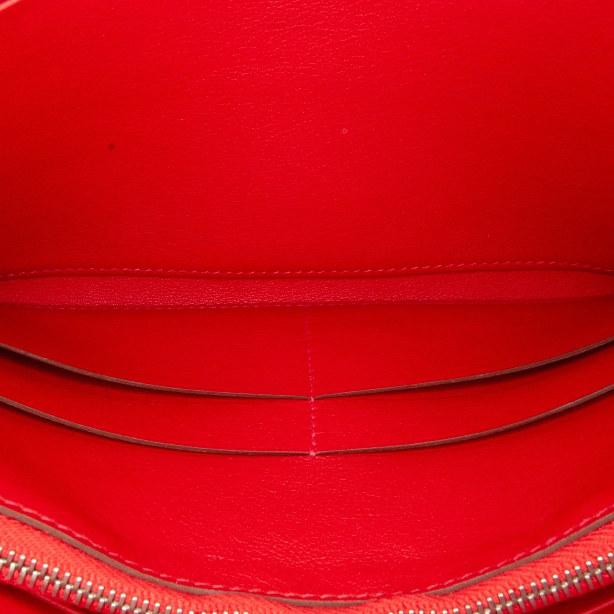 Pre-Owned Authenticated Hermès Sizewift Jige Duo Wallet Calf Leather Red Long Wallets Unisex (Good)