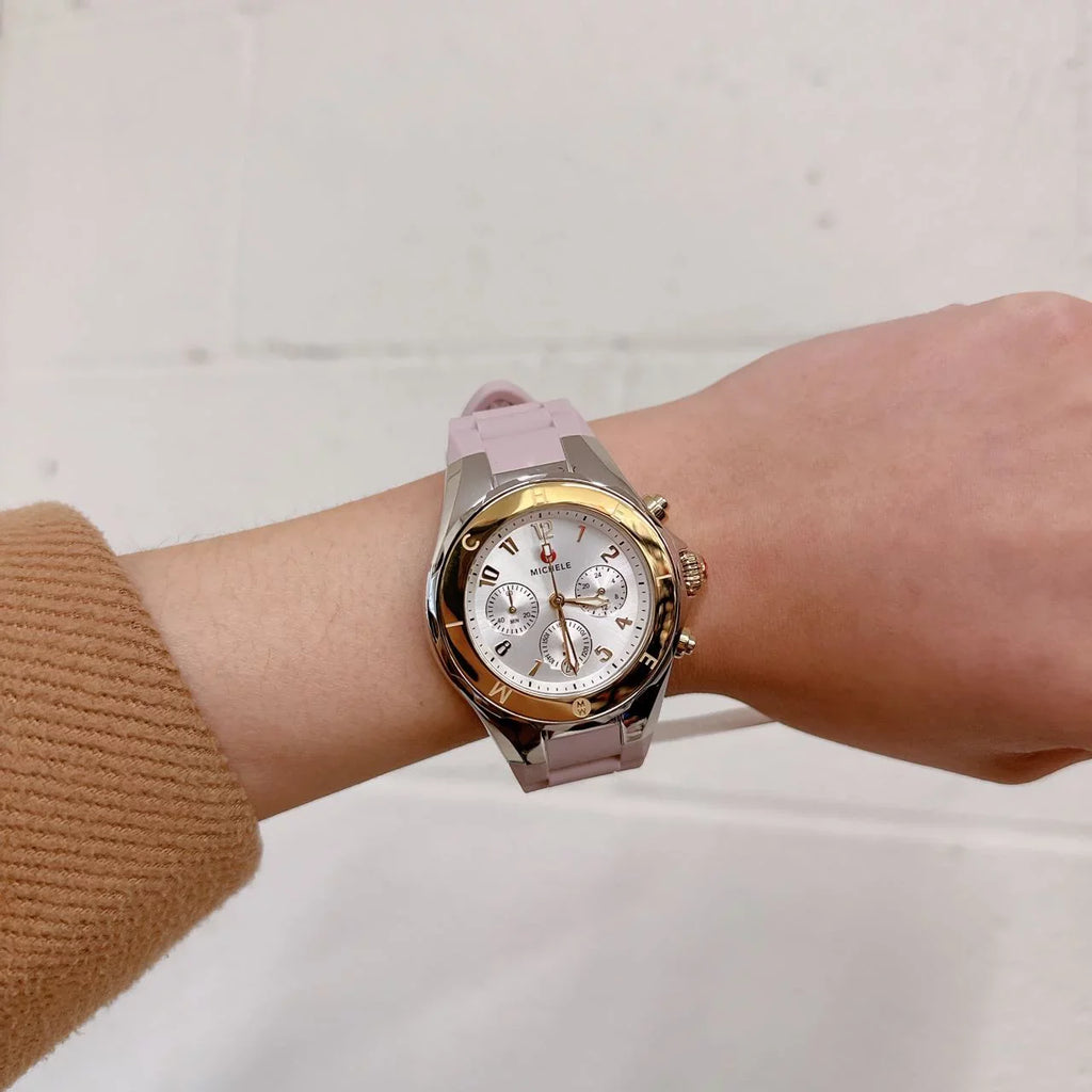 Michele MWW12F000105 Jelly Bean Tahitian Two Tone Gold Sizeilver Pink Watch