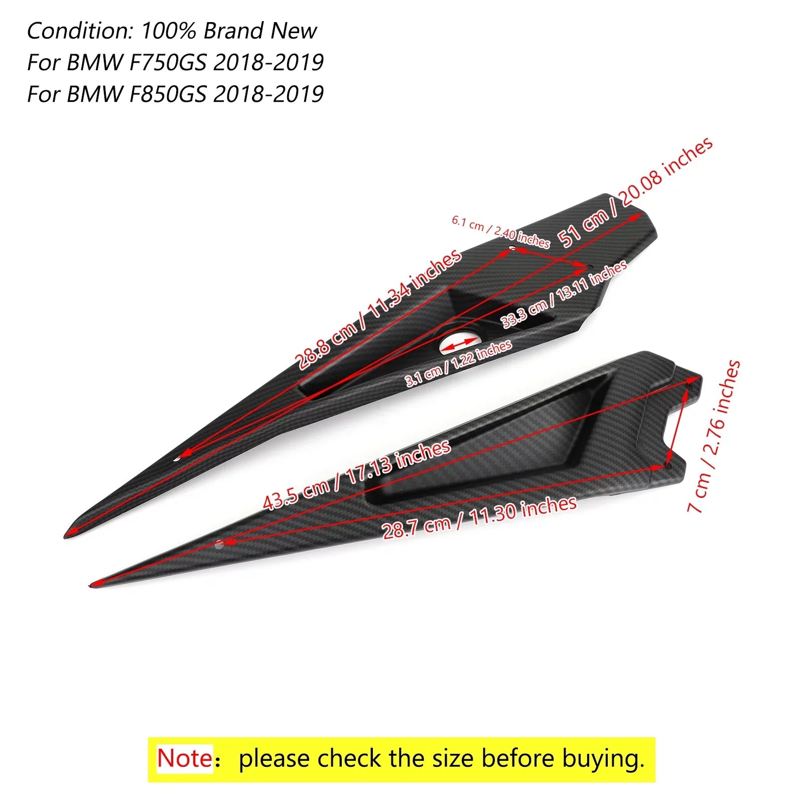 Frame Sizeide Cover Trim Carbon For BMW F750GSize F850GSize 2018-2019