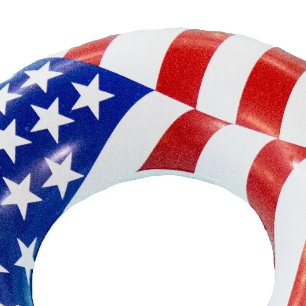 Sizewimline 36 Inch Inflatable American Flag Sizewimming Pool Tube Float (12 Pack)