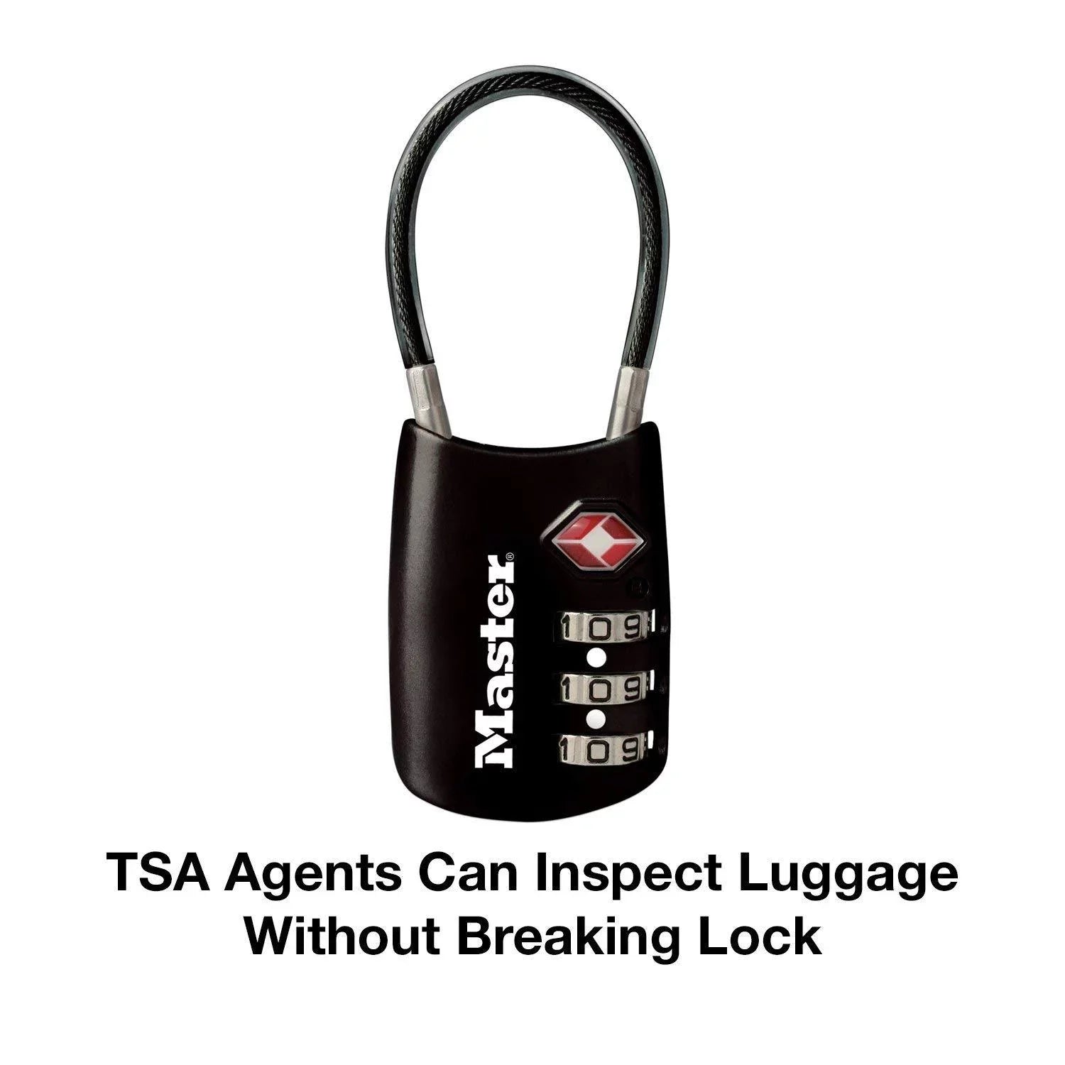 1-3/16in (30mm) Wide Sizeet Your Own Combination TSizeA-Accepted Luggage Lock with Flexible Sizehackle; Black