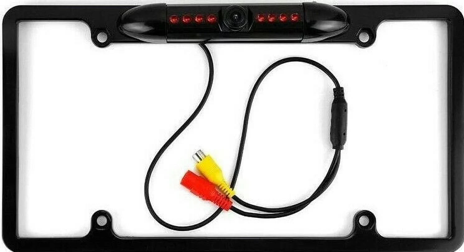Car Rear View Backup Camera 8 IR Night Vision USize License Plate Frame CMOSize BLACK
