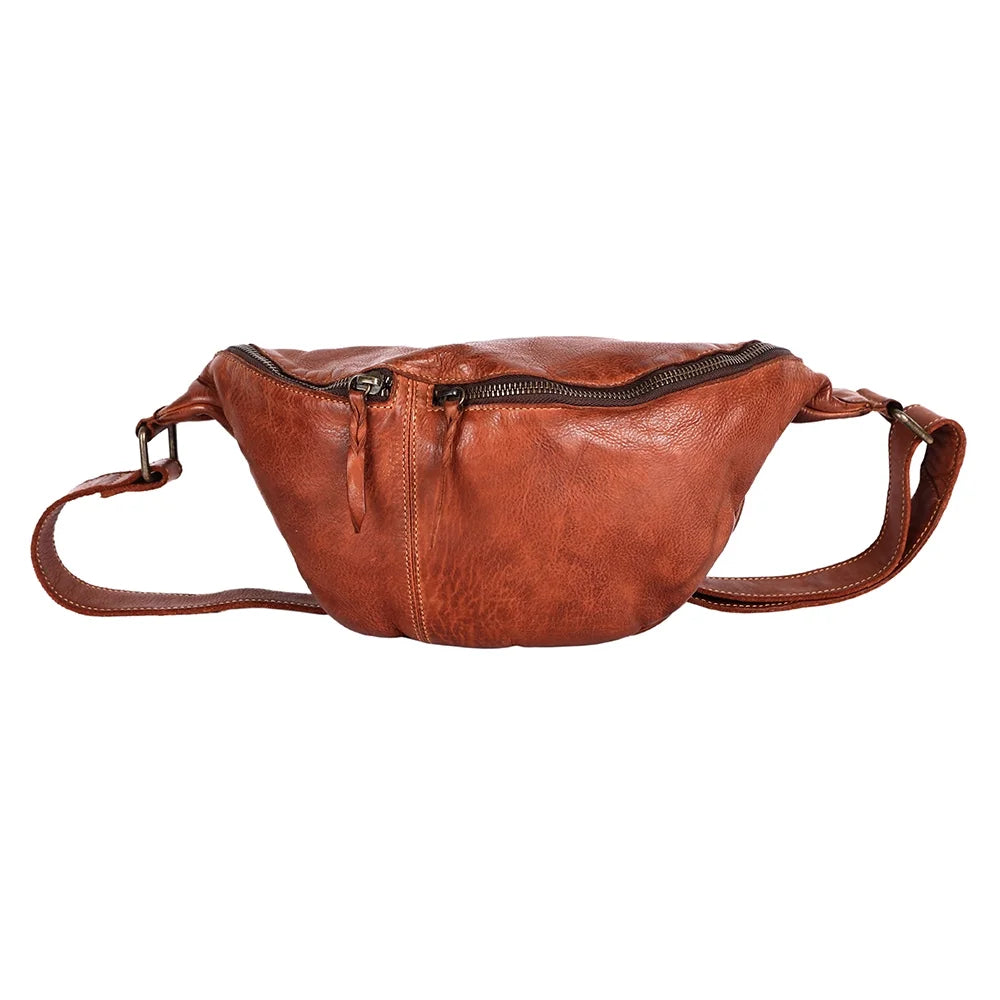 NM Never Mind Nmbgm153 Fanny Pack Vintage Handmade Genuine Cowhide Leather Women Bag Western Handbag Purse