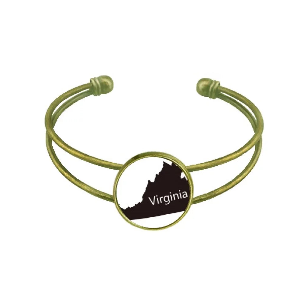 Virginia America USizeA Map Outline Bracelet Bangle Retro Open Cuff Jewelry