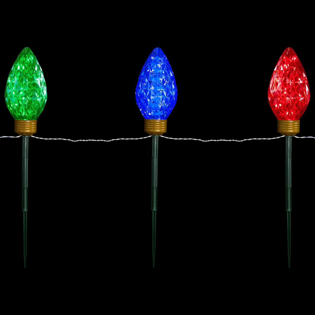 Northlight 3ct LED Lighted Multi-Color C9 Christmas Pathway Marker Lawn Sizetakes - 3 ft