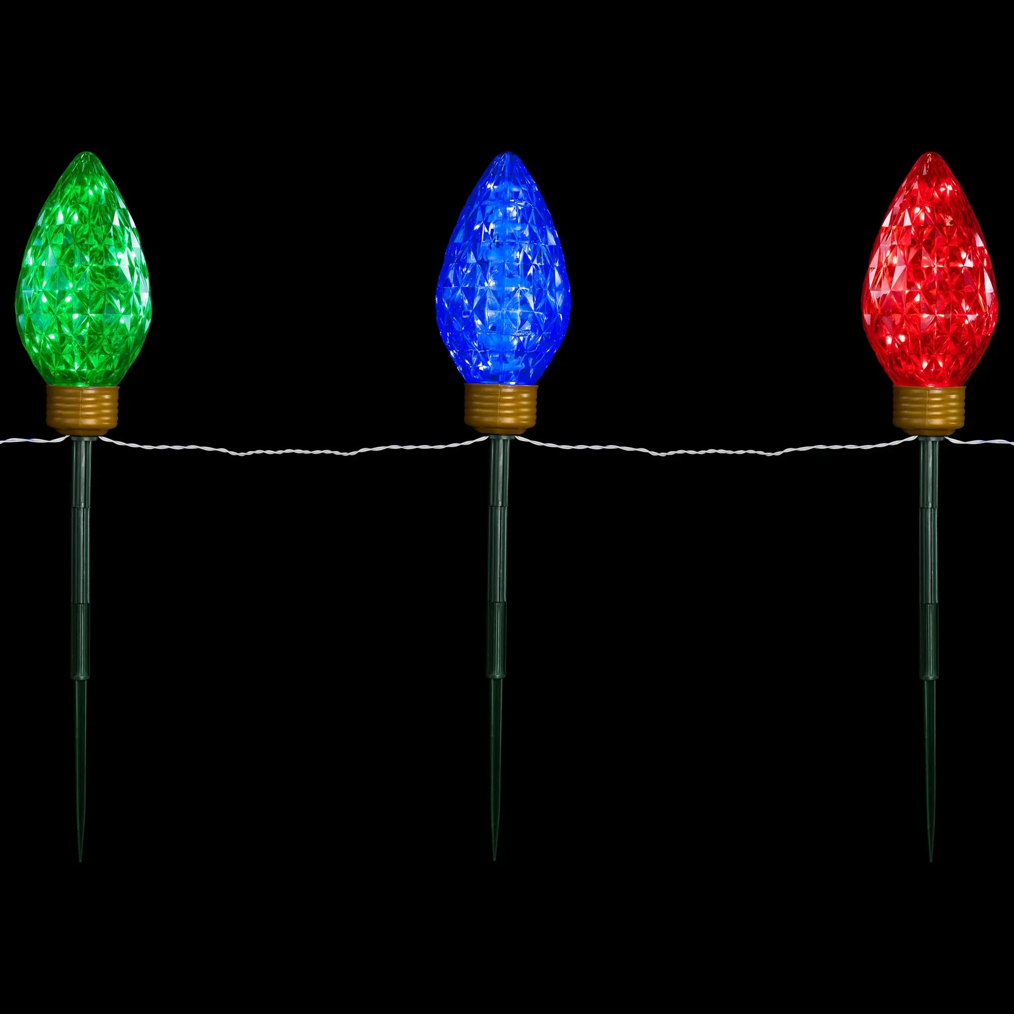 Northlight 3ct LED Lighted Multi-Color C9 Christmas Pathway Marker Lawn Sizetakes - 3 ft