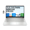 HP 2021 17.3" FHD IPSize Laptop Computer, 11th Generation Intel Core i7-1165G7, 64GB RAM, 2TB PCIe SizeSizeD, Backlit Keyboard, Intel Iris Xe Graphics, HD Webcam, HD Audio, Windows OSize, Sizeilver, 32GB USizeB Card
