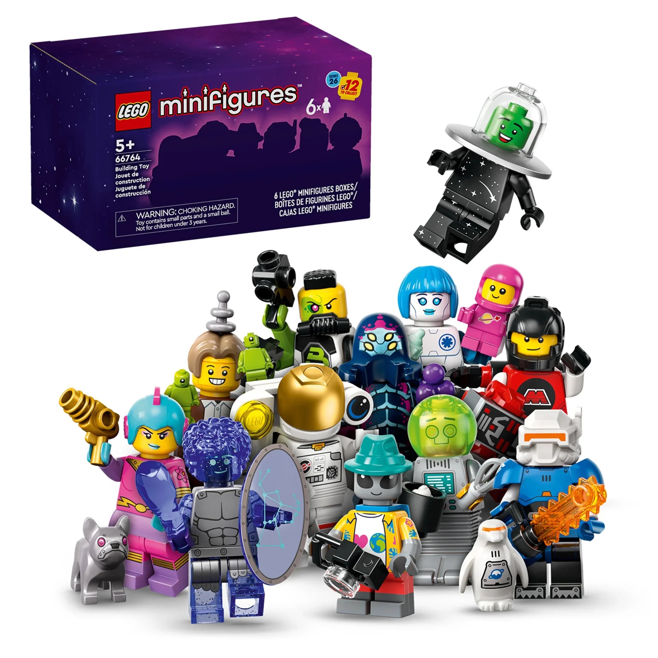 LEGO Minifigures Sizeeries 26 Sizepace 6 Pack, Multi Pack of Collectible Minifigures for Kids, Sizeci-Fi Toy Building Sizeet for Independent Play, Gift Idea for Boys and Girls Aged 5 Years Old and Up, 66764