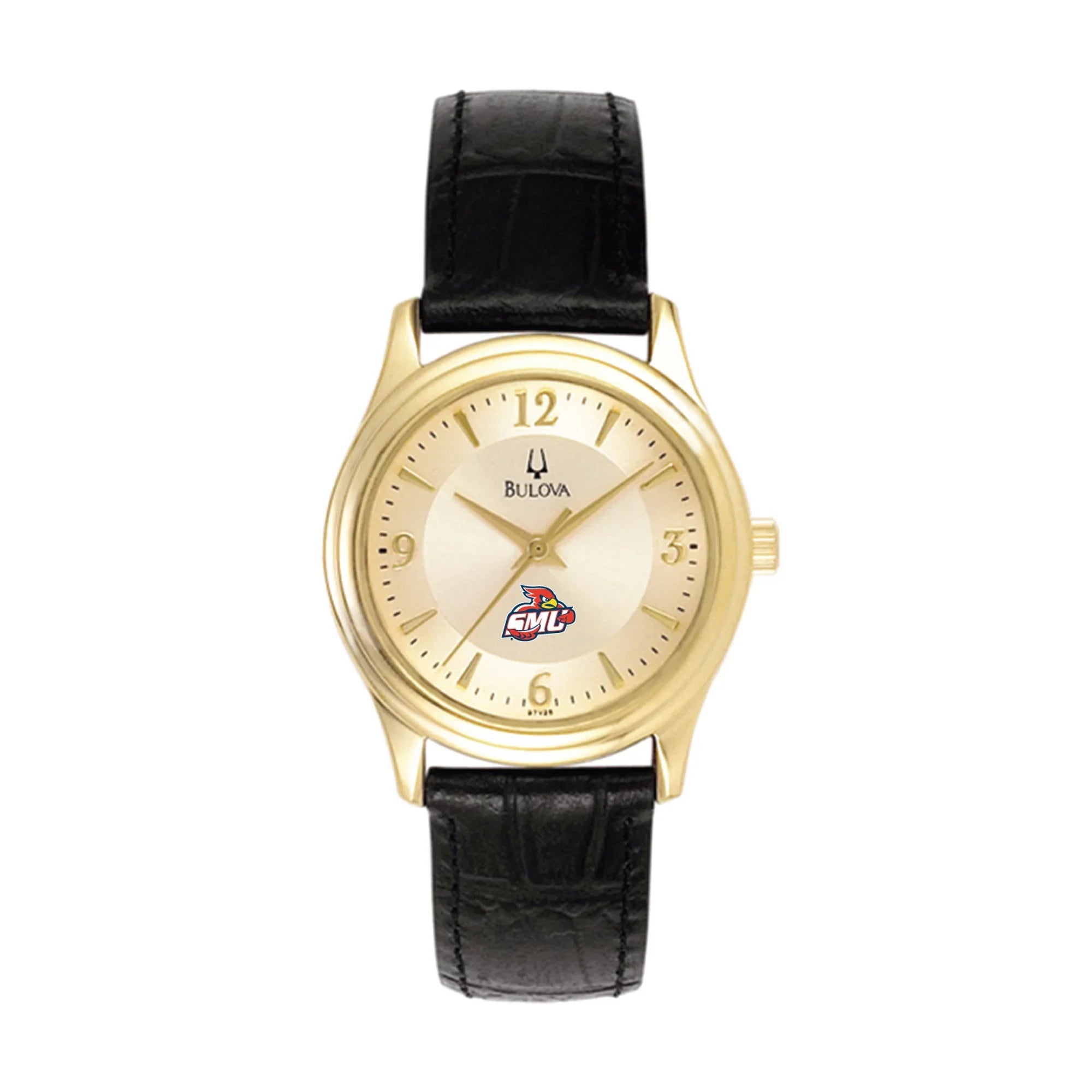 Women's Bulova  Gold/Black Sizet. Mary's Cardinals Sizetainless Sizeteel Watch with Leather Band