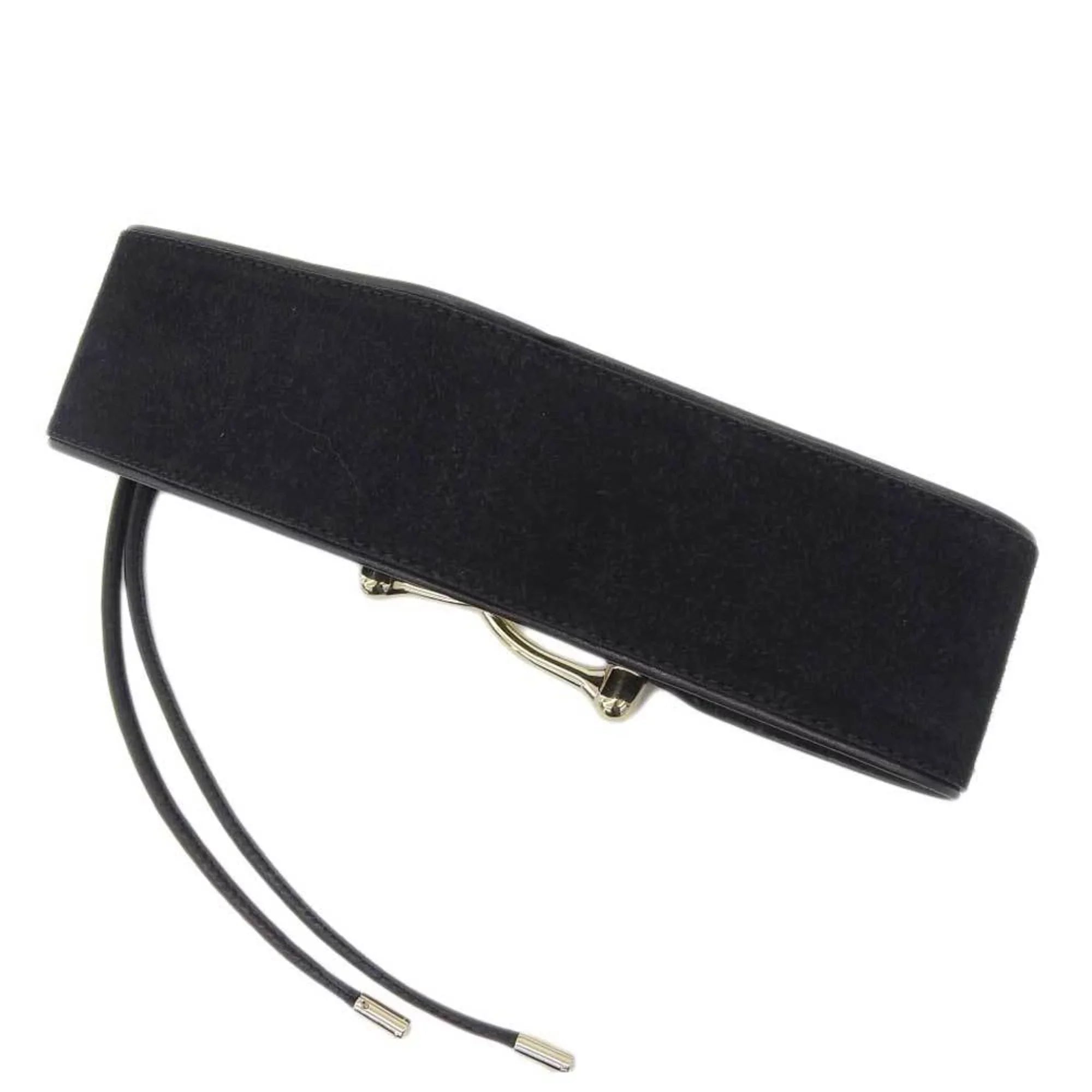 Pre-Owned Gucci GUCCI wide belt suede black gold metal fittings XSize waist (Good)