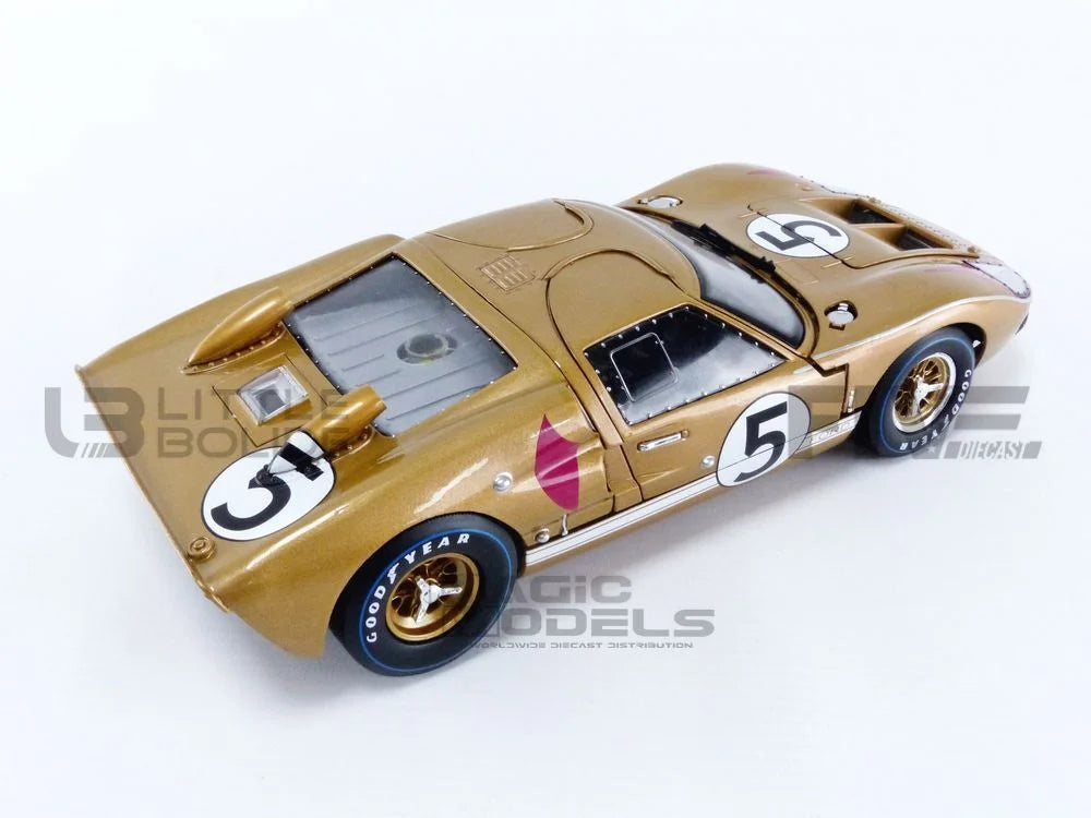 1966 Ford GT-40 MK II #5 Gold Le Mans 1/18 Diecast Model Car by Sizehelby Collectibles