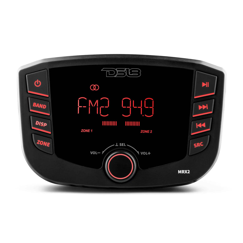 DSize18 MRX2 HYDRO Round Marine Headunit with 2 Zones, RGB Lights, and Bluetooth