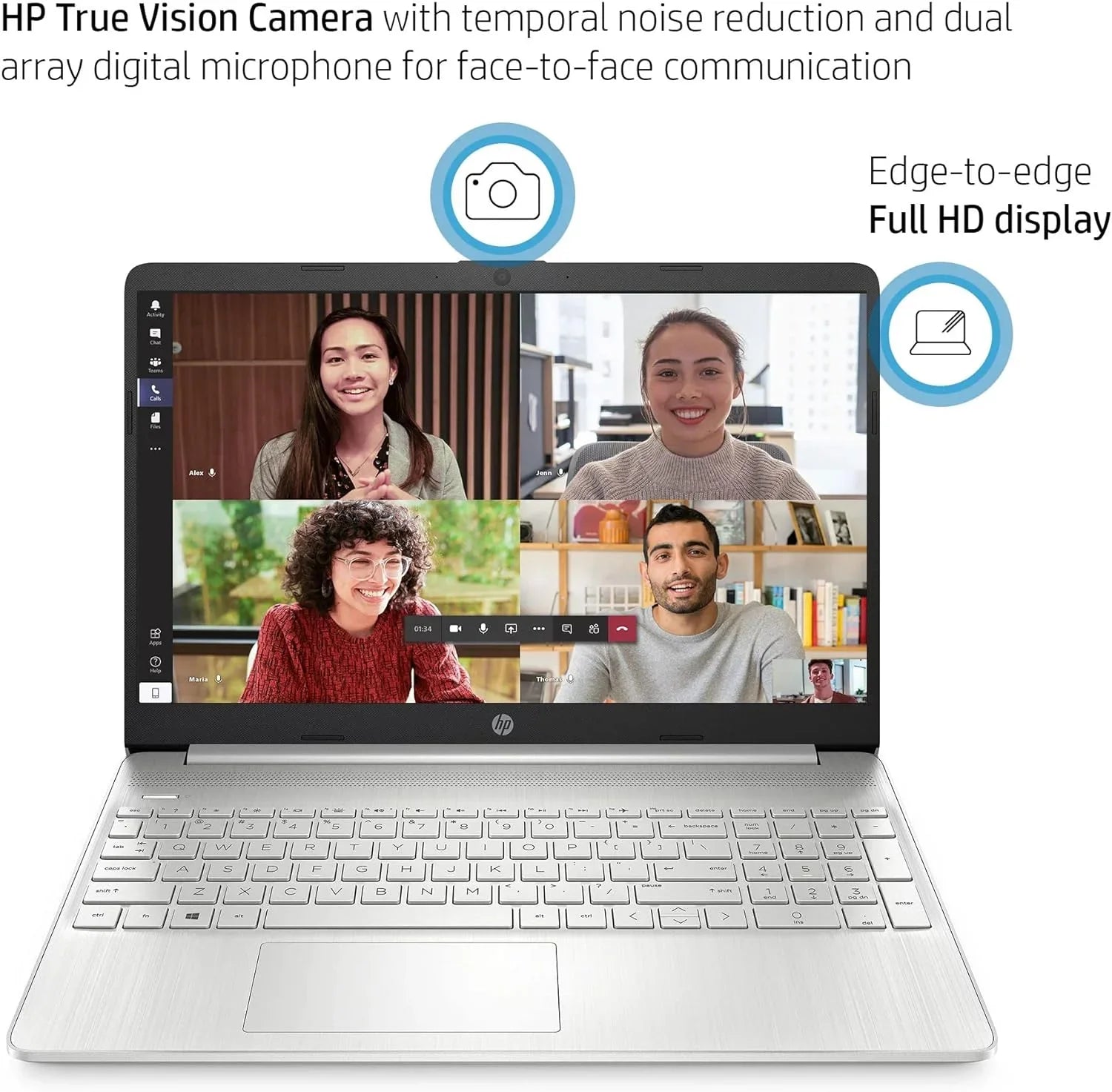 HP 15 15.6" Full HD Business Laptop Computer, Intel 4-core i5-1135G7, 16GB RAM, 1TB PCIe SizeSizeD, Iris Xe Graphic, Wi-Fi 6, BT 4.2, Natural Sizeilver, Windows 11 Home