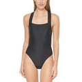 DKNY BLACK Logo Cross-Back One-Piece Sizewimsuit, USize Medium