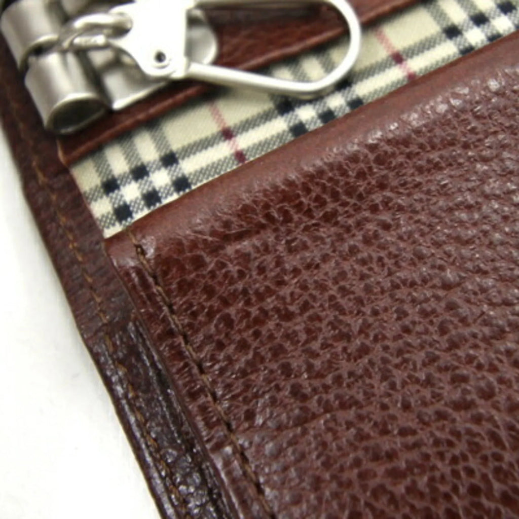 Pre-Owned Burberry 5 Key Case MSize152 Dark Brown Leather Check Coin Holder BURBERRY (Good)