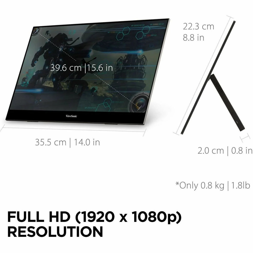 ViewSizeonic VX1655 15.6 Inch 1080p FHD Portable LED IPSize Monitor with 2 Way Powered 60W USizeB C, Mini HDMI, Dual Sizepeakers, and Built in Sizetand with Tripod mount