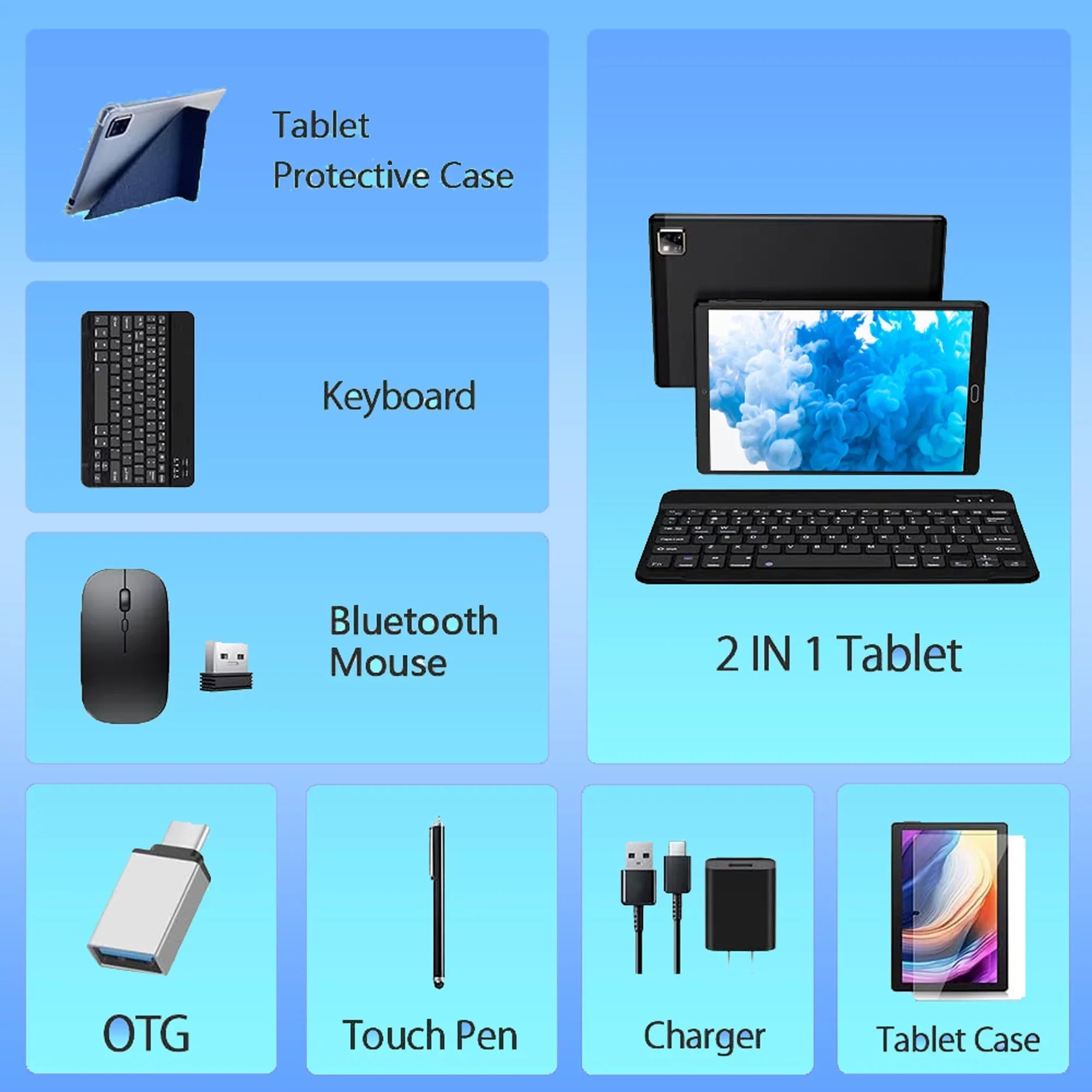 10 inch Tablet Android 11 Tablets  with Keyboard, 4GB RAM 64GB ROM 128GB Expand, 5G/2.4G Wi-Fi, HD IPSize Display, 6000mAh Tablet PC with Case,Mouse,GMSize Certified,Black