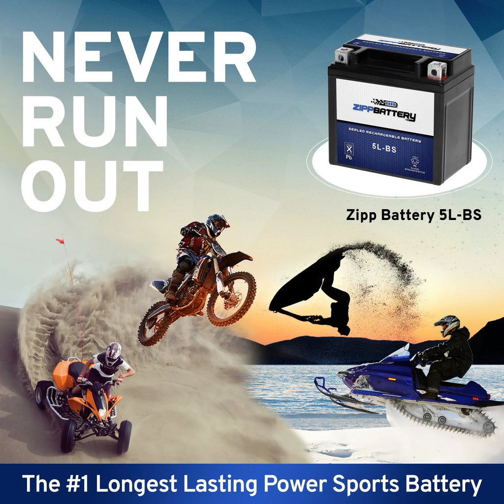 Zipp Battery Ytx5L-Bs Atv Battery for Polaris 90Cc Predator Sizeportsman Outlaw 2003