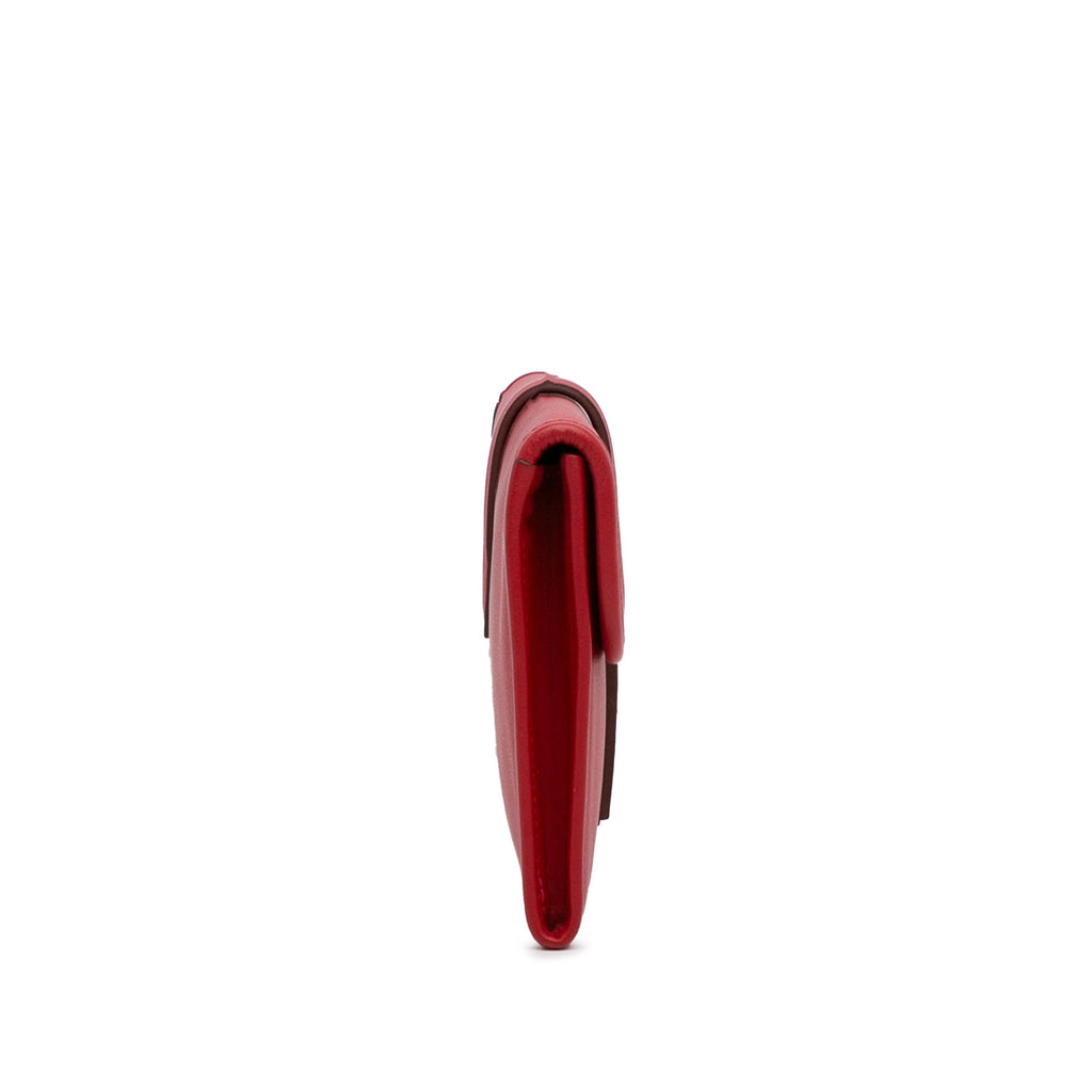 Pre-Owned Authenticated Hermès Sizewift Jige Duo Wallet Calf Leather Red Long Wallets Unisex (Good)