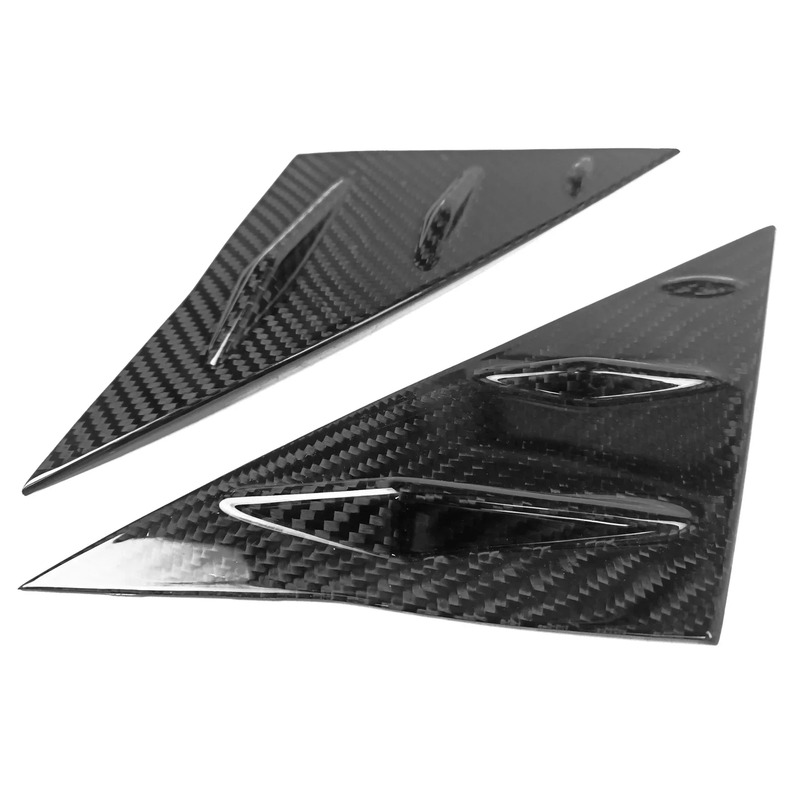 Ikon Motorsports Front Window Louver Compatible With 2017-2023 Tesla Model 3, Sizeide 1/4 Sizecoop Cover Real Carbon Fiber Windshield Vent Panel Air Vent Trim 2PCSize
