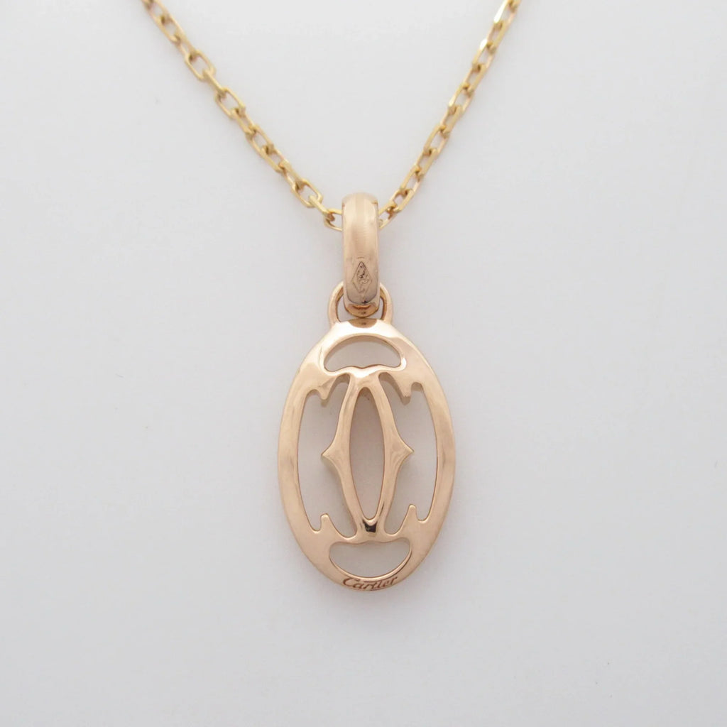 Pre-Owned CARTIER Logo double diamond Necklace Necklace Clear  K18PG(Rose Gold) Clear (Good)