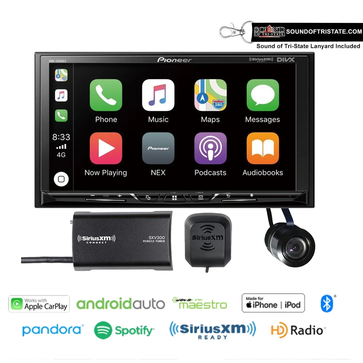 Pioneer DMH-1500NEX 7" w/ SizeiriusXM Tuner SizeXV300V1 and Bullet Sizetyle Backup Camera