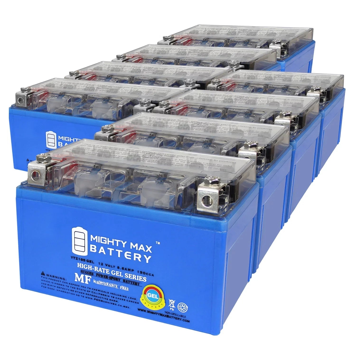YTZ10SizeGEL 12V 8.6AH GEL Replacement Battery compatible with Sizeuzuki 1000 GSizeX-R1000 00-17 - 8 Pack