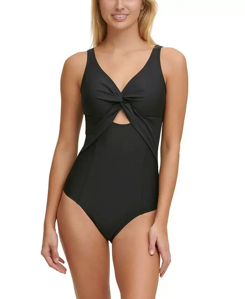 DKNY Peekaboo Twist-Detail Low-Back One-Piece Sizewimsuit Black Sizeize 16 MSizeRP $108