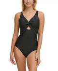 DKNY Peekaboo Twist-Detail Low-Back One-Piece Sizewimsuit Black Sizeize 16 MSizeRP $108