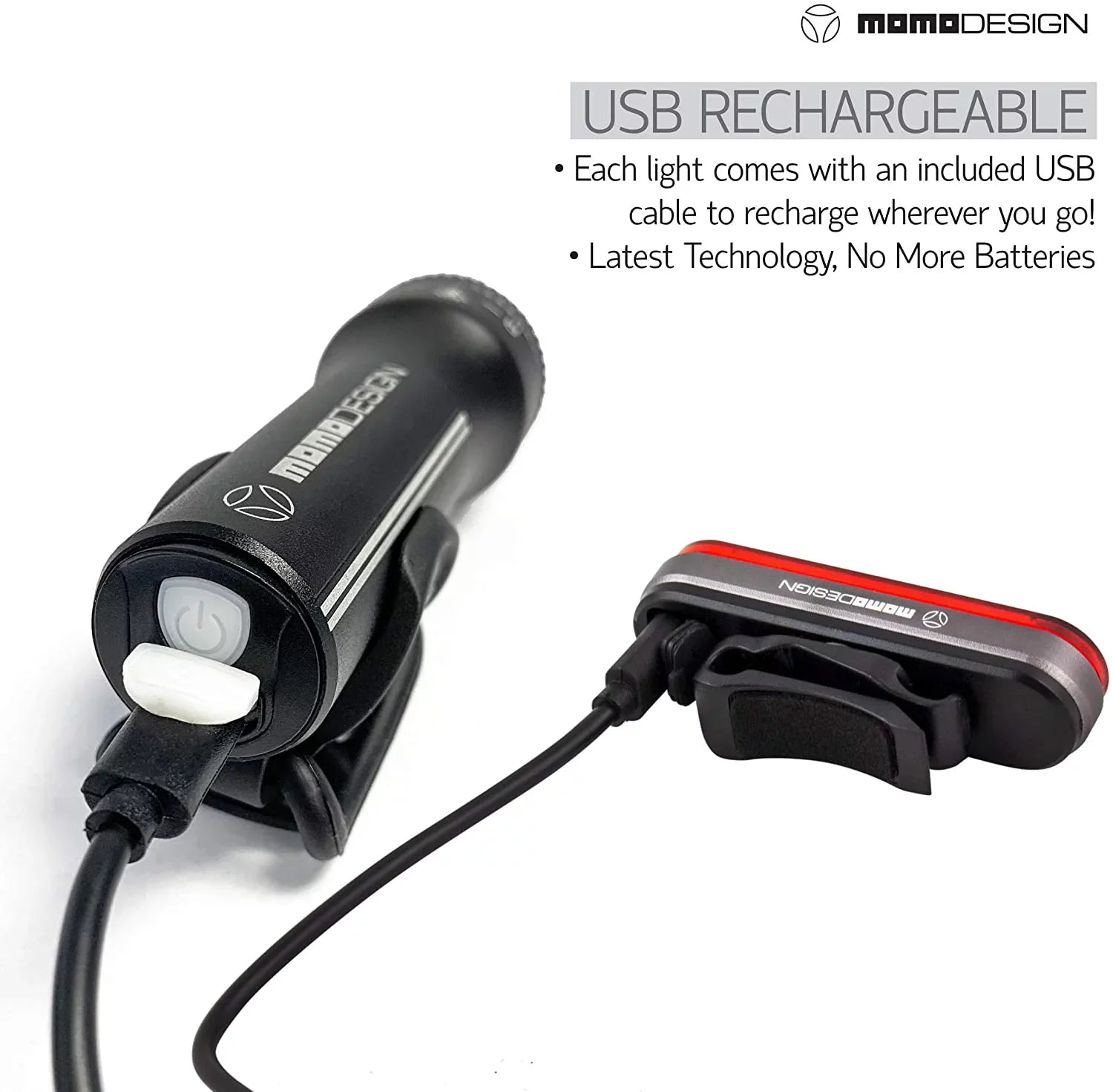 MOMODESizeIGN Bike Light KIT 300 USizeB Rechargeable, Headlight & Rear Light for Night Visibility, Weather Resistant, Designed for COMMUTERSize