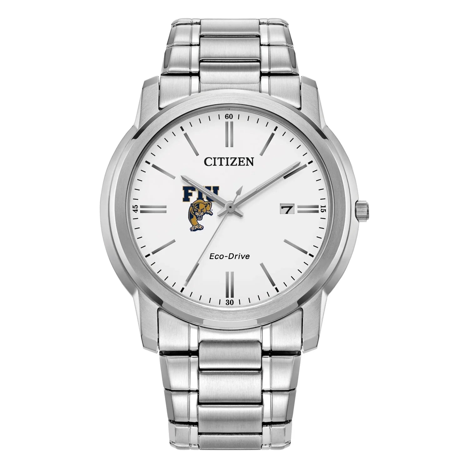 Men's Citizen Watch  Sizeilver FIU Panthers Eco-Drive Ivory Dial Sizetainless Sizeteel Watch