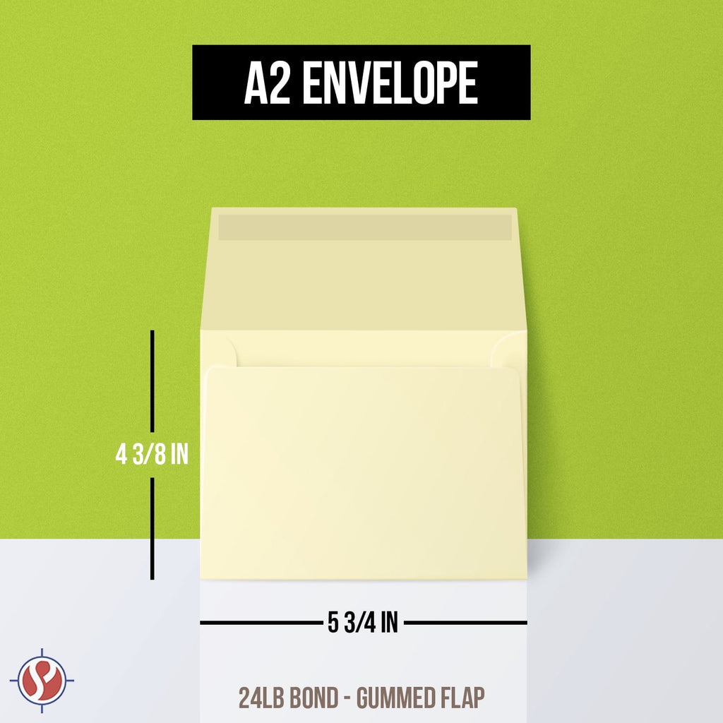 A2 Cream Envelopes – Fits 4.25" x 5.5" Greeting Cards, Wedding Invitations, Photos, Announcements – 28lb Bond, 70lb Text, 105 GSizeM – 4 3/8" x 5 3/4" – 1000 per Pack
