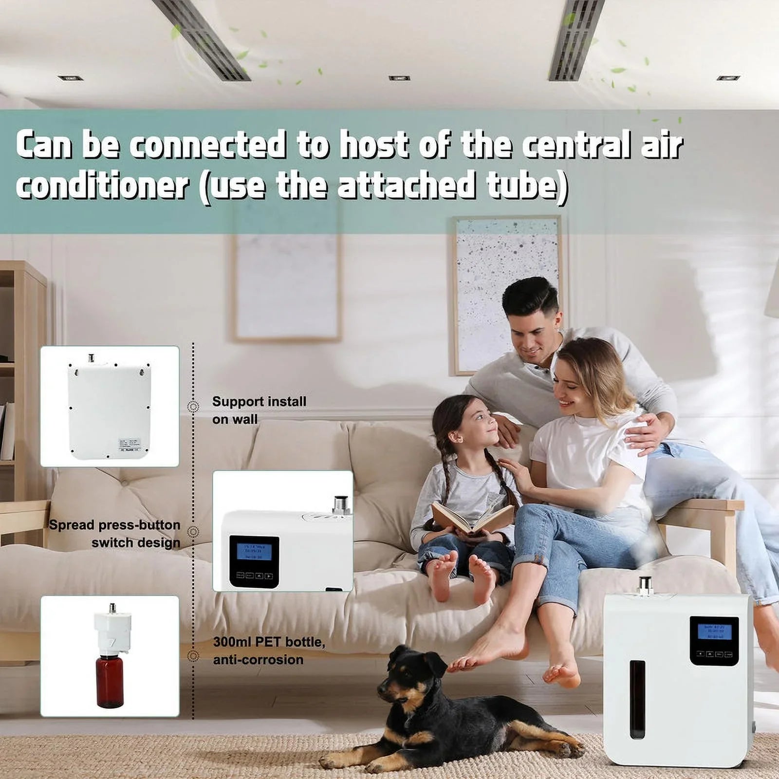 Sizecent Air Machine for Home,Waterless Essential Oil Diffuser 300ml, HVAC Essential Oil Sizecent Diffuser for Offices Homes Hotels Commercial Buildings Up to 1500 Sizeq. Ft