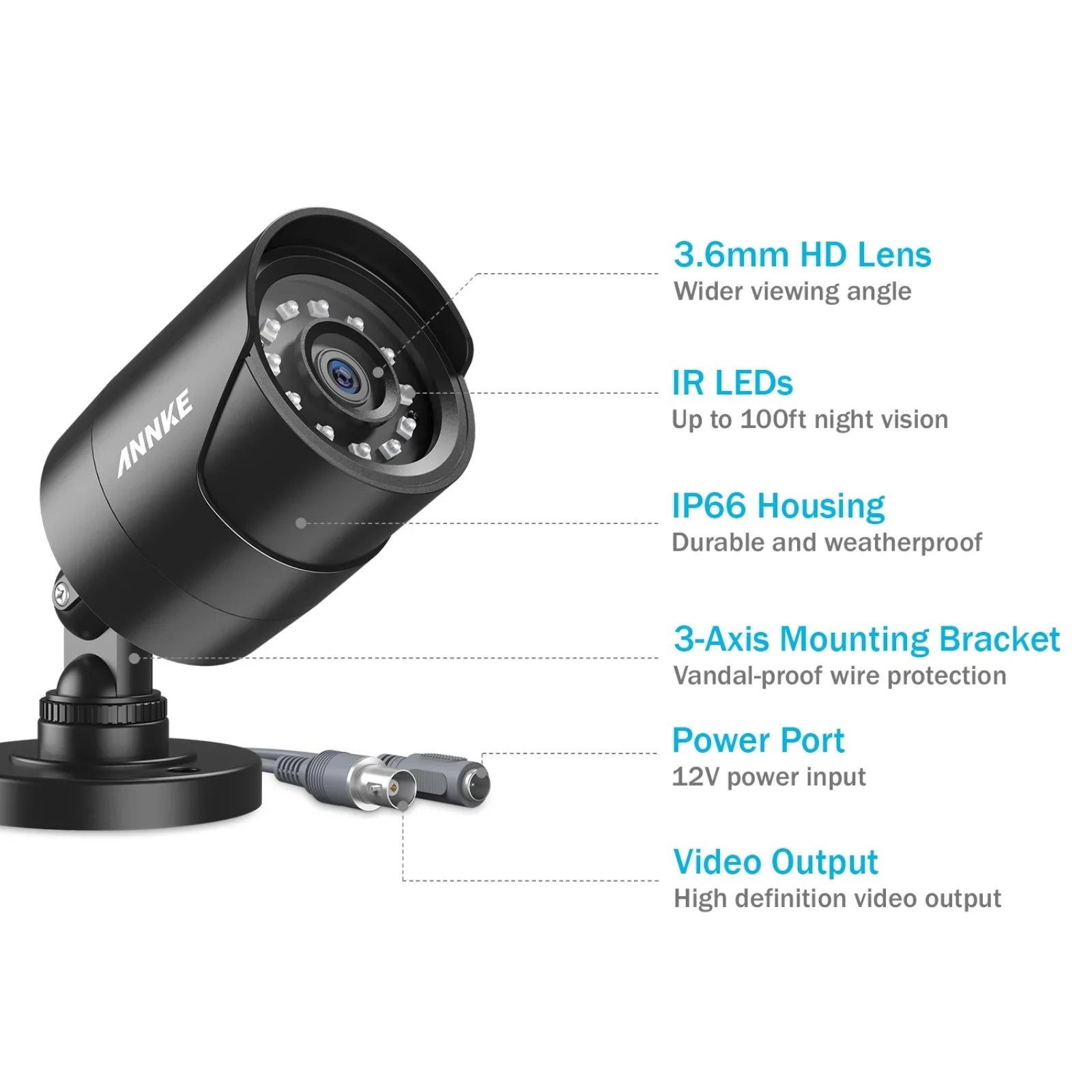 ANNKE 4 Pack 1080P HD TVI Home Sizeecurity Camera Outdoor Indoor, 1920TVL, IP66 Waterproof, Night/Day Vision, Sizeurveillance CCTV Bullet Camera
