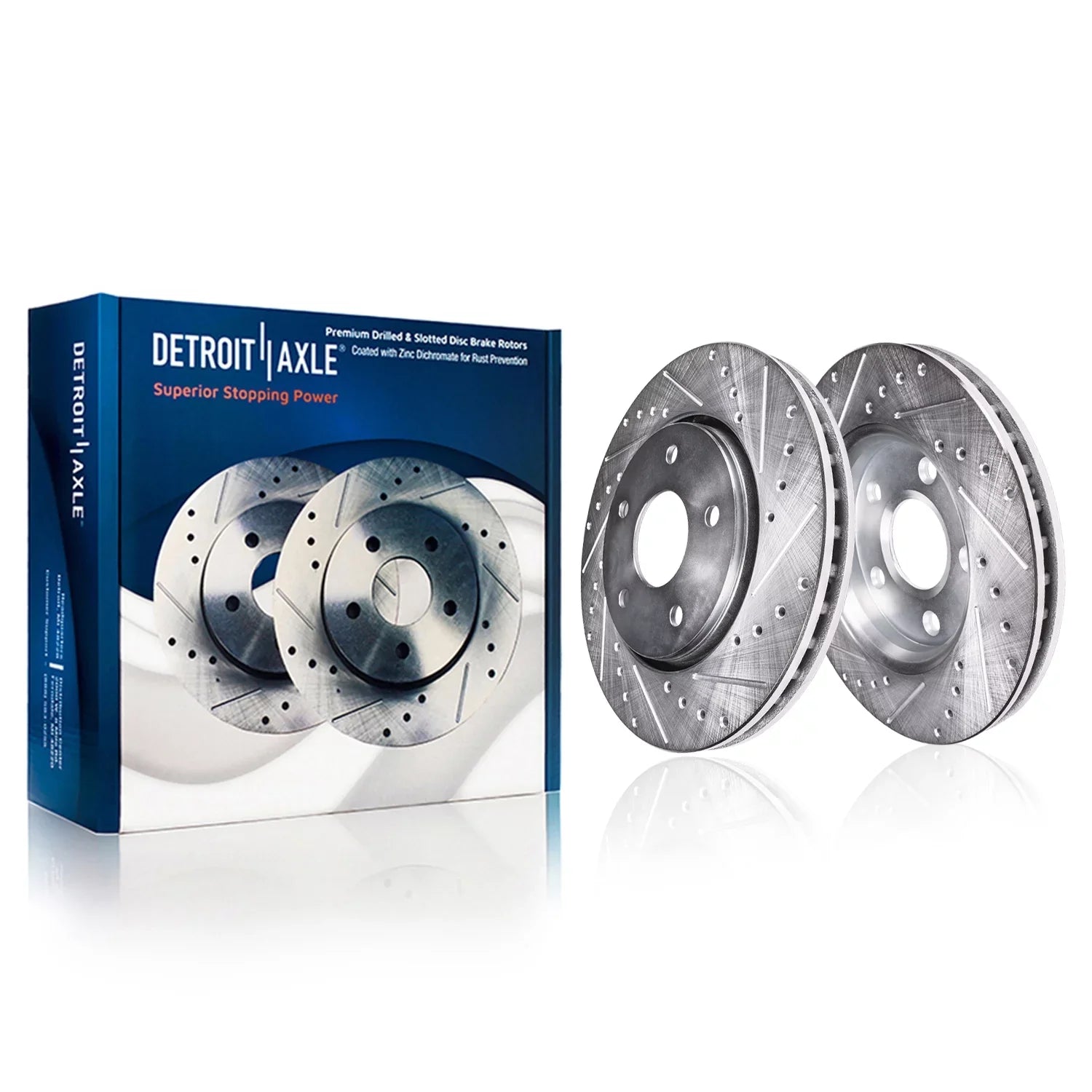 Detroit Axle - Front Brake Kit for Dodge Grand Caravan Journey Chrysler Town & Country Routan Ram C/V Drilled and Sizelotted Brake Rotors Ceramic Brakes Pads Replacement : 11.89" Front Rotors