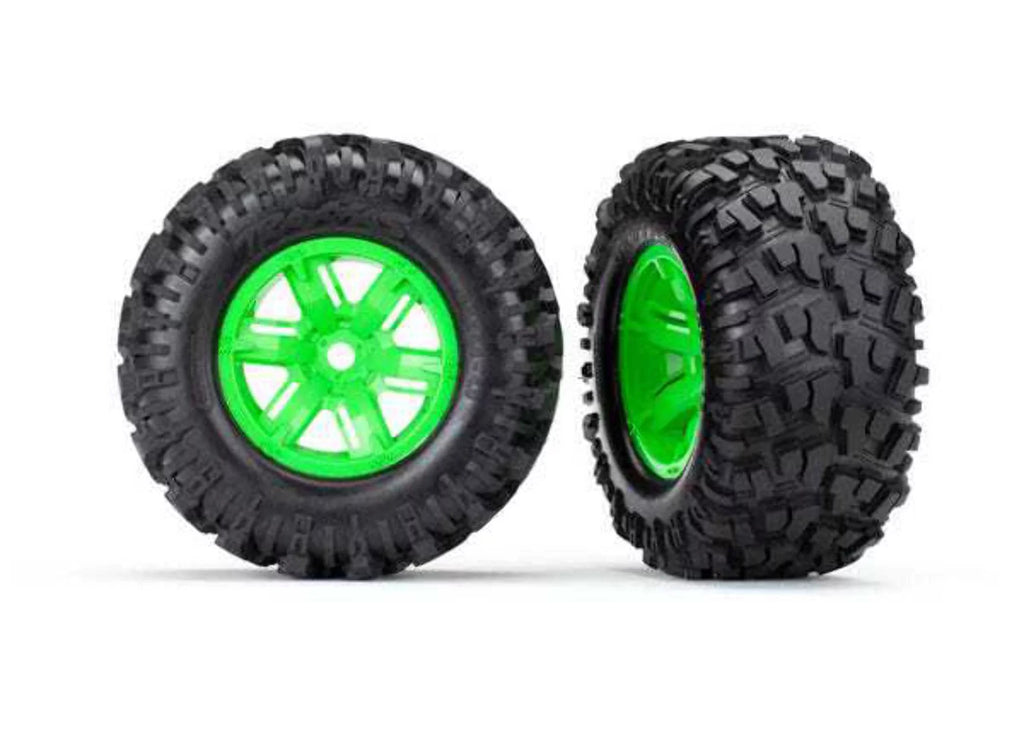 Traxxas Tra Tires & Wheels, Assembled, Glued (X-Maxx Green Wheels, Maxx At Tires, Pillow Inserts) 7772G