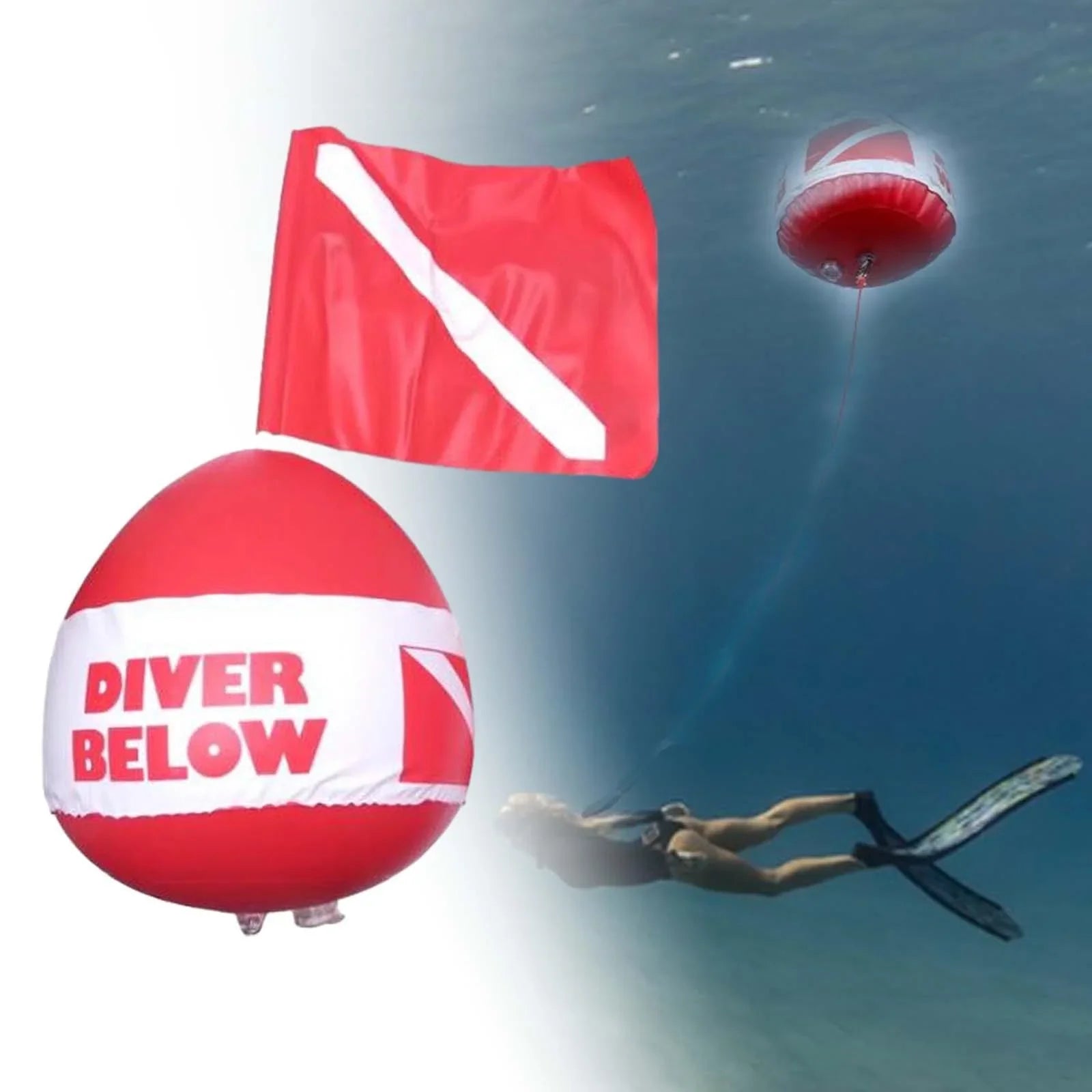 yotijar Buoy Float Ball with Dive Flag for Sizenorkeling Sizeurface Sizeignaling Beach Diving