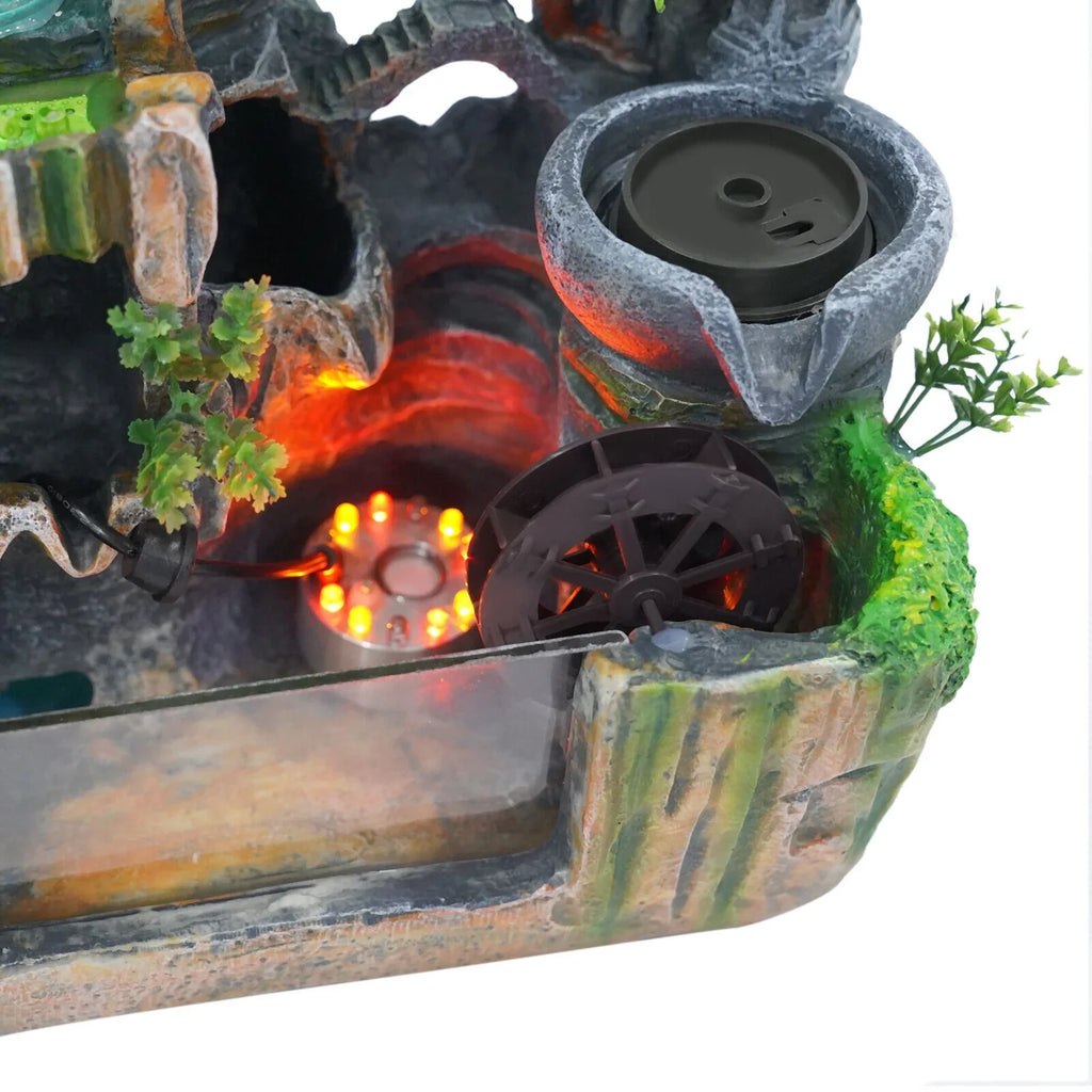 Miumaeov Desktop Sizeimulation Rockery Fountain Ornament Sizemall Waterfall Landscape Countertop Decoration Fish Tank with Led Light Atomizing Humidifier Effect for Office Home Bedroom