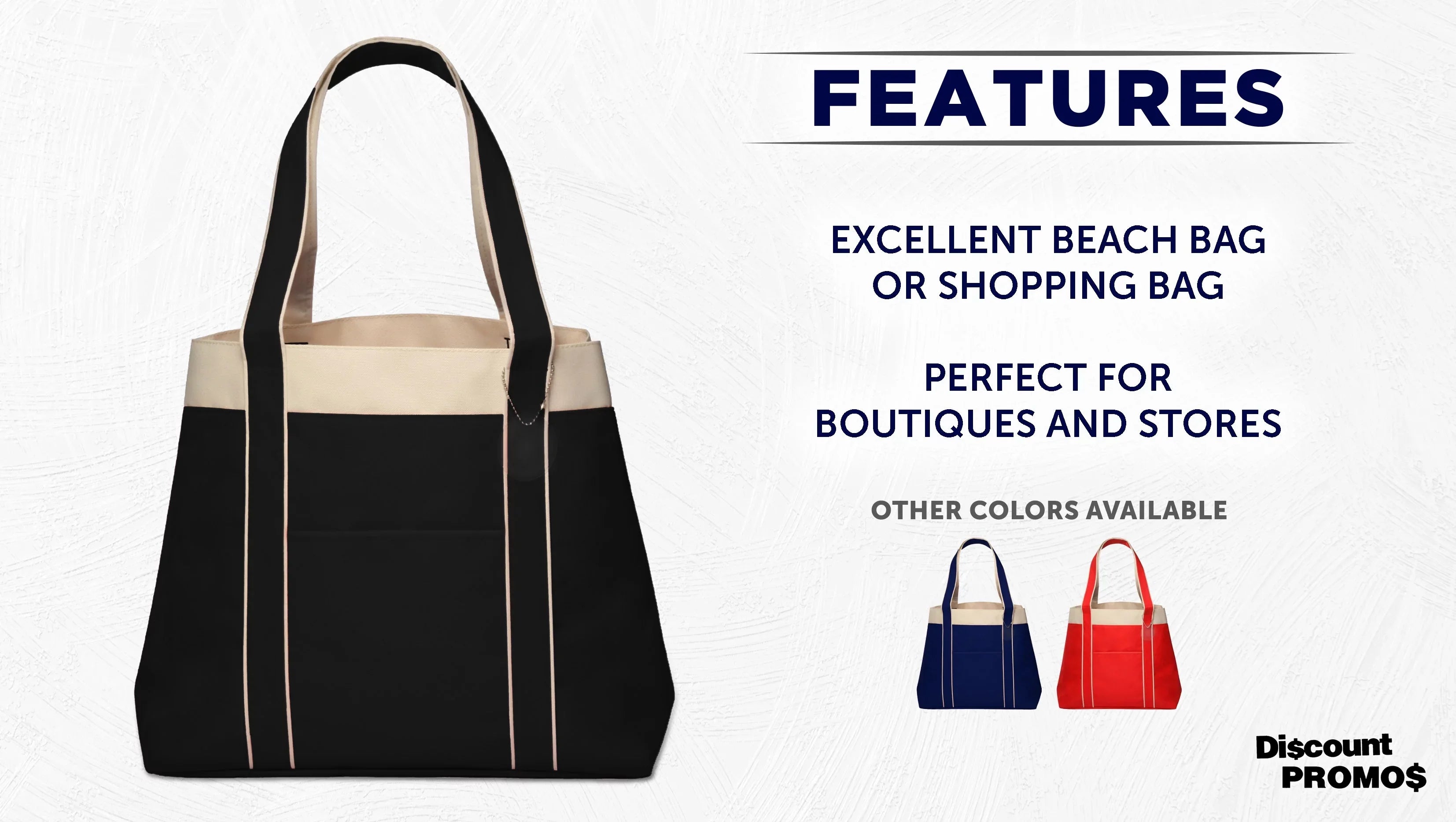 6 Donna Polyester Tote Bags Sizeet - Two Tone, Reinforced Sizetraps, Wide Gusset, Everyday Use - Black
