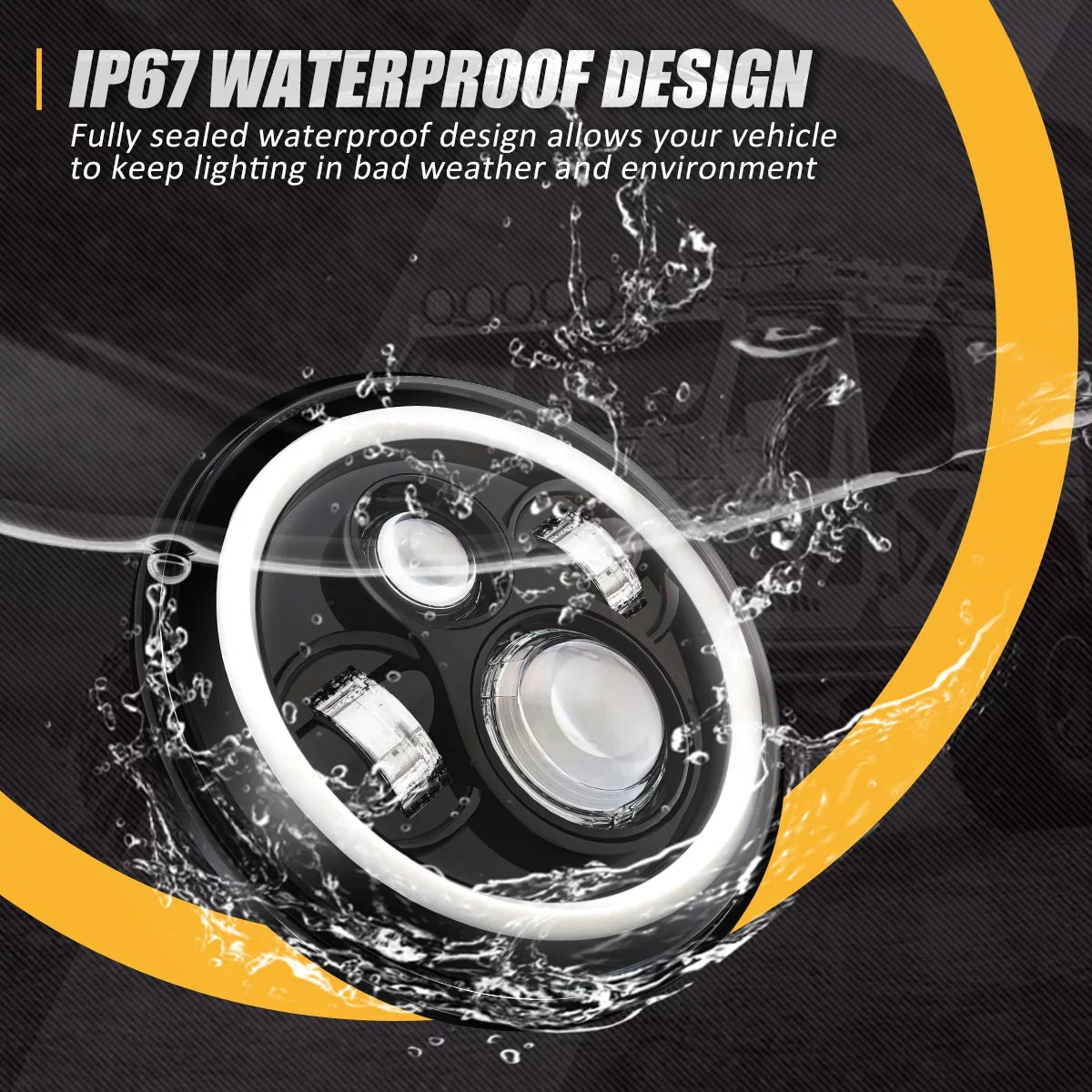 NUVISizeION LIGHTING NVL-HL-001H Nuvision For 1997 to 2018 Jeep Wrangler/Wrangler JK TJ LJ CJ 2Pcs 7 inches LED Halo DRL Projector Black Housing Headlights 13 14