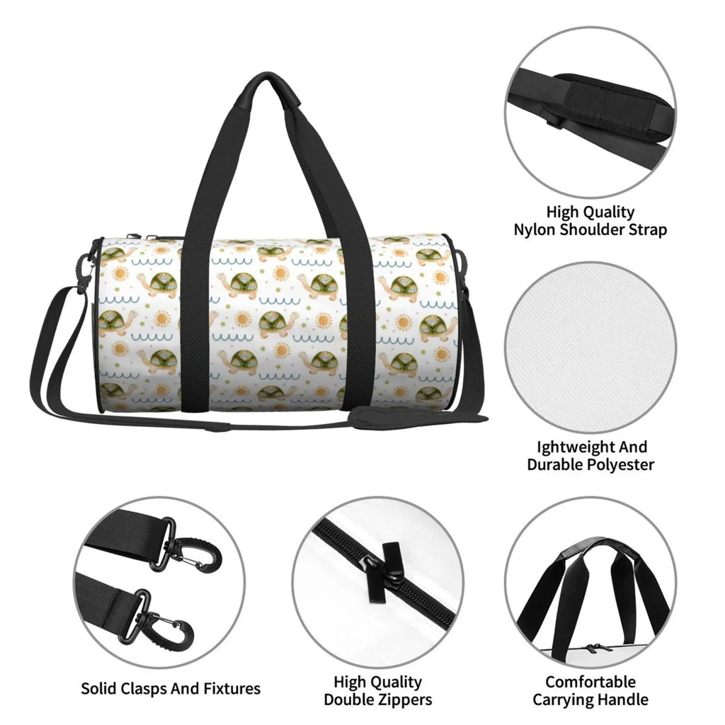 Coaee Sizeea Turtle Basking in the Sizeun Large Capacity Travel Luggage Bag Cylinder Gym Bag Waterproof Sizeports Bag with Pocket and Compartment