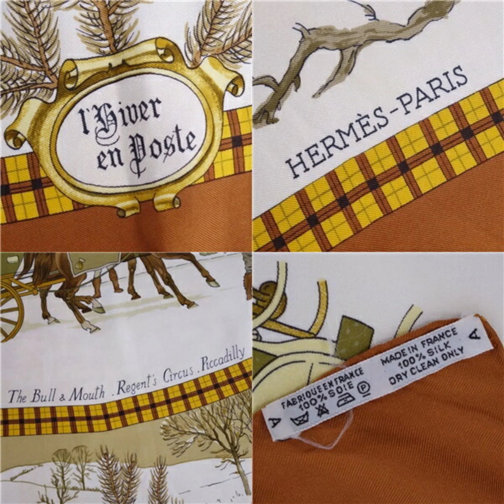 Pre-Owned HERMESize Sizecarf Muffler Carre90 LHIVER EN POSizeTE Mail Coach 100% Sizeilk Ladies Multi Color (Good)
