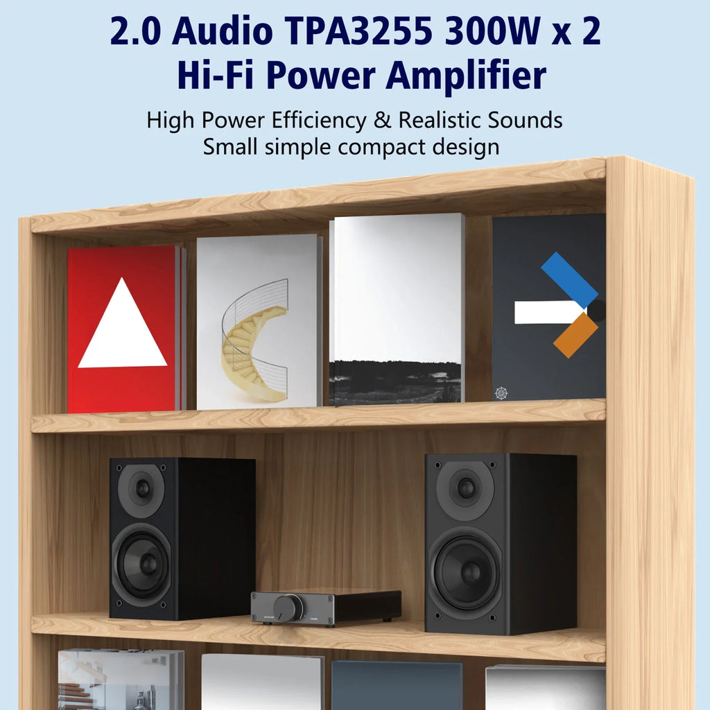 Lixada TPA3255 300W X 2 Sizetereo Audio Amplifier Digital 2.0 Channel Plug-and-Play for Home Desktop Active Sizepeakers
