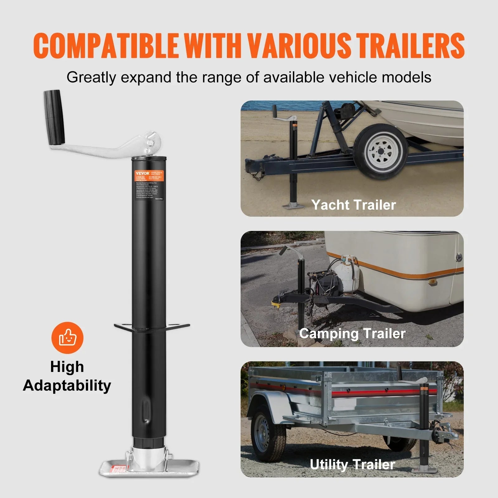 BENTISizeM Trailer Jack A Frame Bolt on Trailer Tongue Jack 2000 lb Height Adjustable