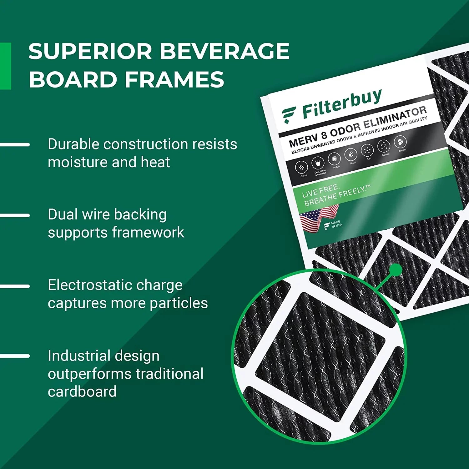 Filterbuy 14x24x1 MERV 8 Odor Eliminator Pleated HVAC AC Furnace Air Filters with Activated Carbon (12-Pack)