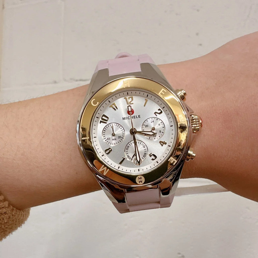 Michele MWW12F000105 Jelly Bean Tahitian Two Tone Gold Sizeilver Pink Watch