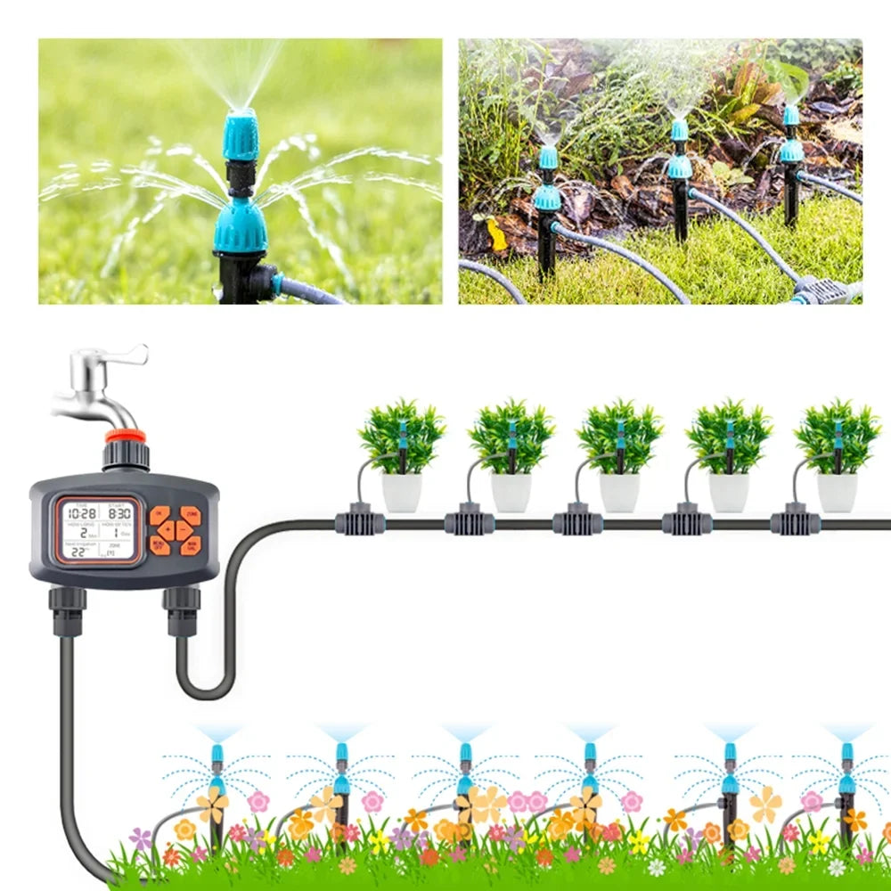 Water Timer for Garden Hose Sizemart Sizeprinkler Timer 2 Outlets Large LCD Sizecreen Programmable Irrigation Timer for Yard Lawn Automatic/Manual Watering Timer