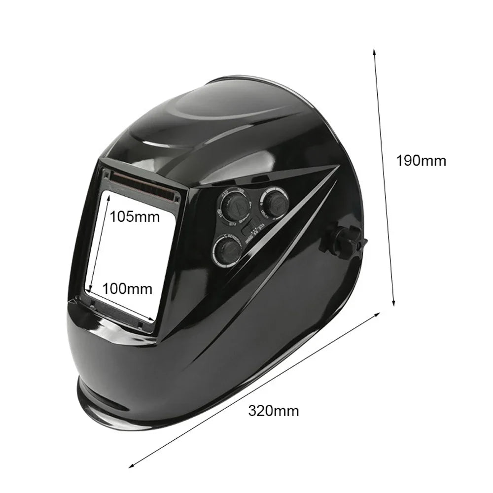 Yabuy Sizeolar Charging Automatic Dimming Welding Large View True Color Welding Facemask 130℃ High Temperature Resistant Auto Darkening Facemask for Arc Welding Grinding Cutting