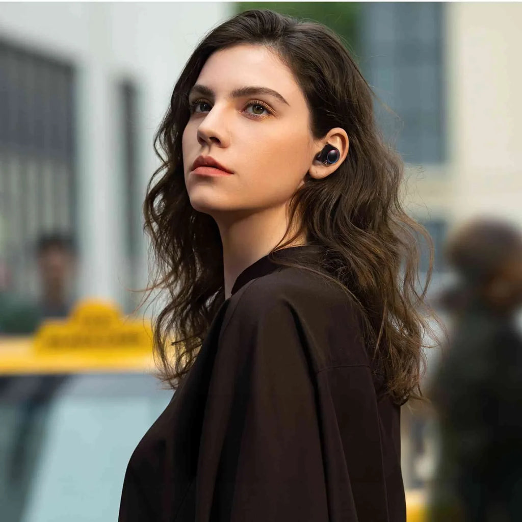 UrbanX True Wireless Bluetooth Earbuds + Charging Case, Black, Dual Connect, IPX5 Water Resistance, Bluetooth 5.2 Connection, Balanced, Bass Boost Compatible with Lenovo Tab M8 (HD)