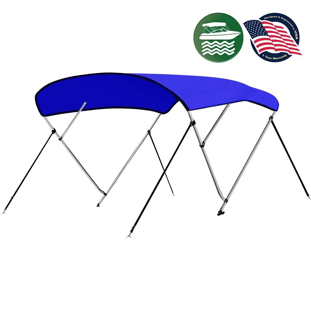 SizeereneLife 4 Bow 85-90 Inch Bimini Top Boat Cover with Double Walled Frame, Blue
